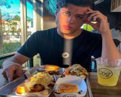 Spencer X eating non vegetarian food